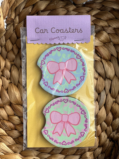 Sweet Ribbon Car Coasters (Pack of 2)