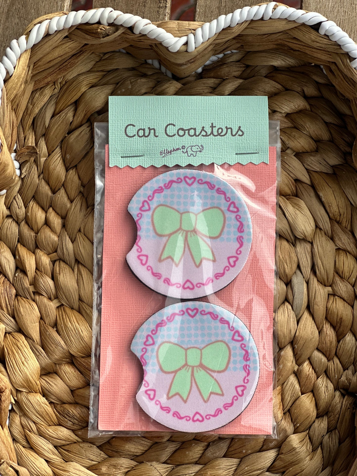 Sweet Ribbon Car Coasters (Pack of 2)