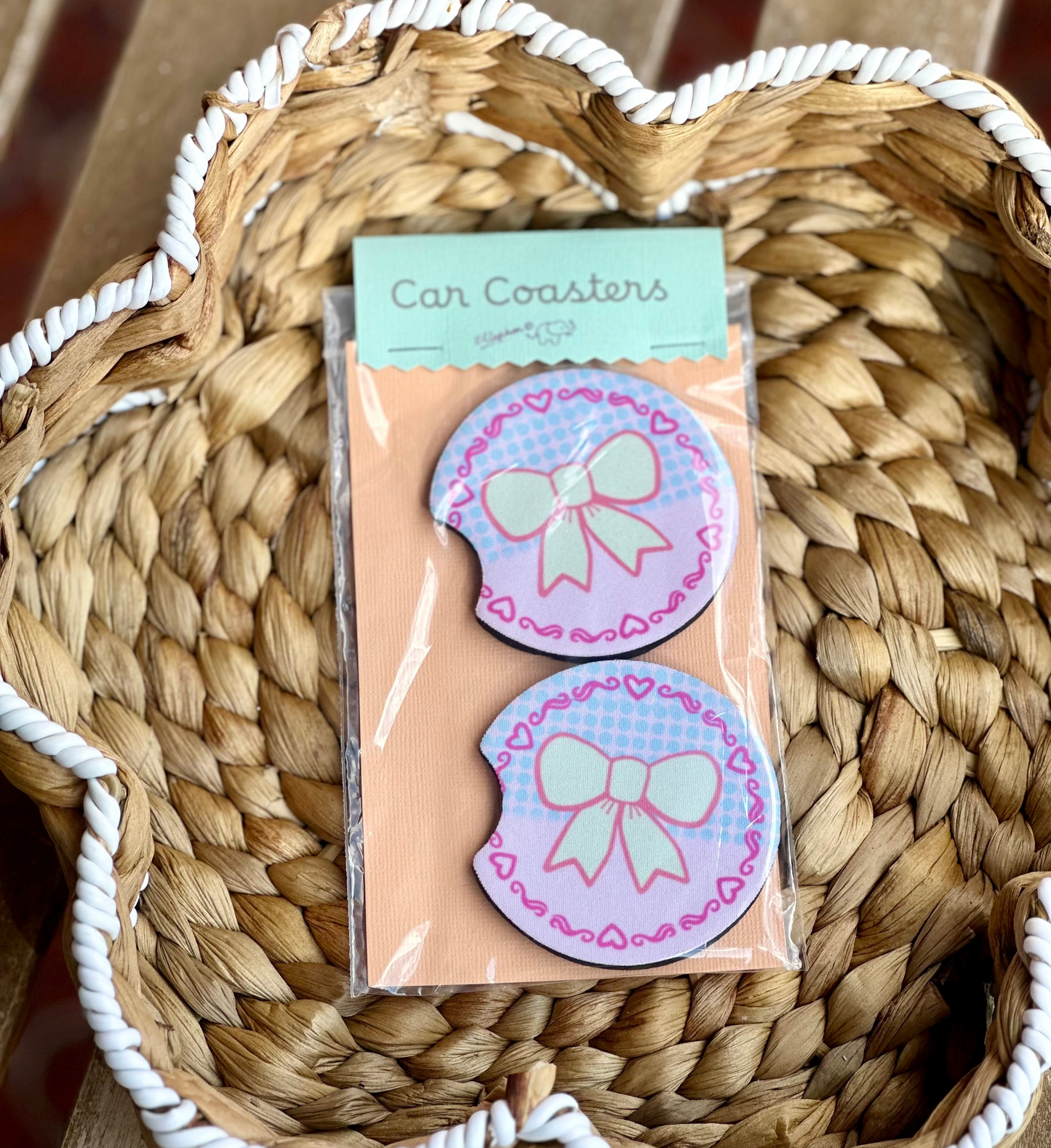 Sweet Ribbon Car Coasters (Pack of 2)