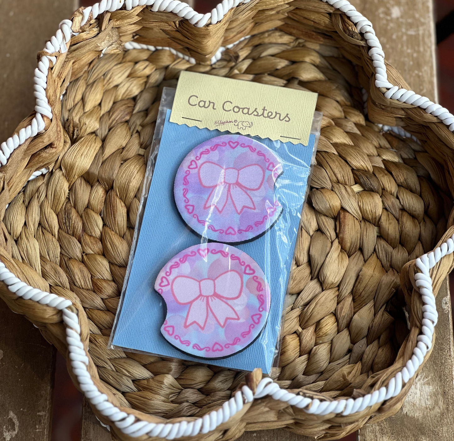 Sweet Ribbon Car Coasters (Pack of 2)