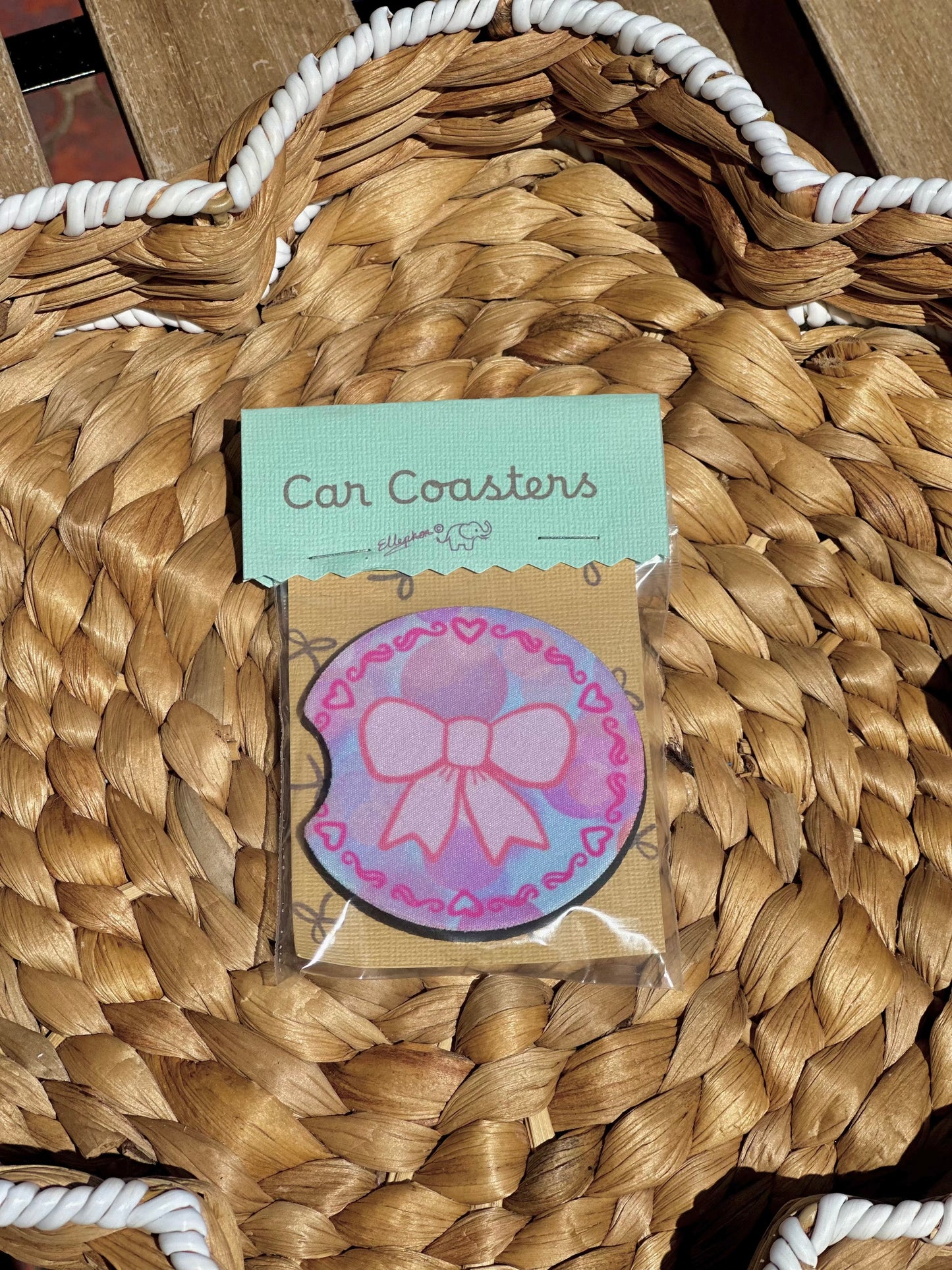Sweet Ribbon Car Coasters (Pack of 2)