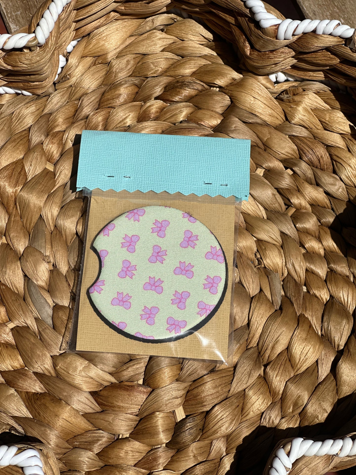 Mini Pink Ribbons Car Coasters (Pack of 2)