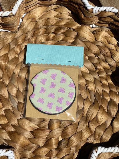 Mini Pink Ribbons Car Coasters (Pack of 2)