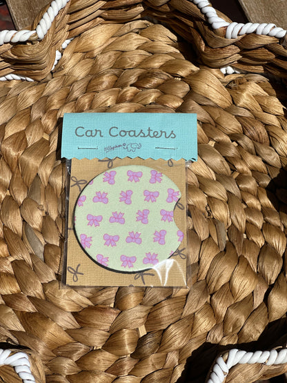 Mini Pink Ribbons Car Coasters (Pack of 2)