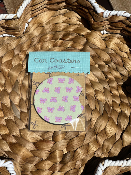 Mini Pink Ribbons Car Coasters (Pack of 2)