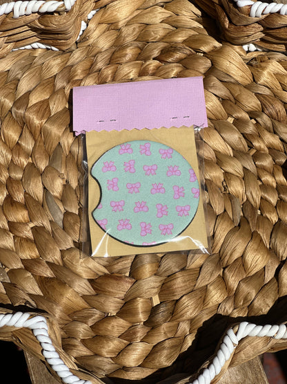 Mini Pink Ribbons Car Coasters (Pack of 2)