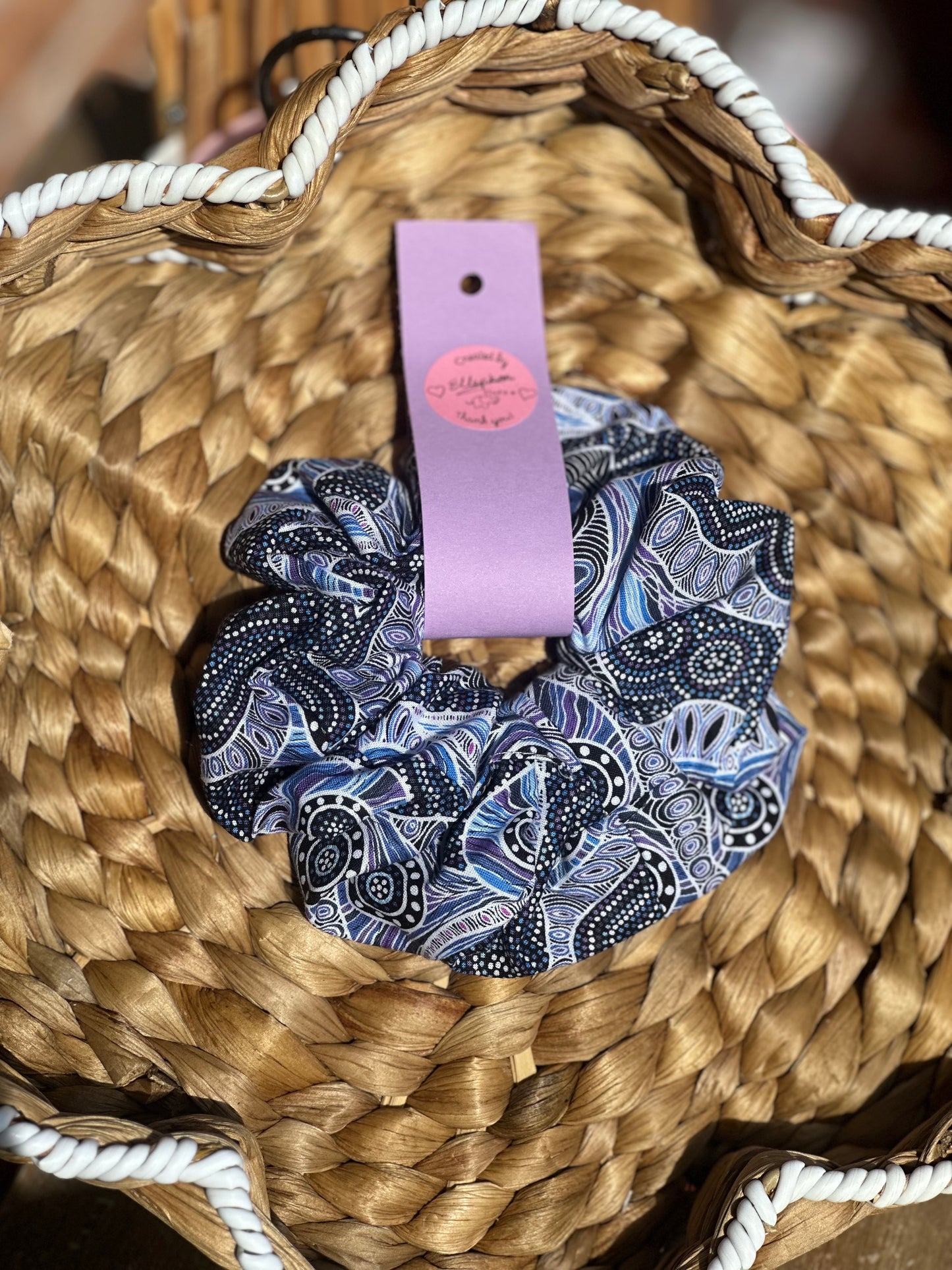 Aboriginal Blue Hair Scrunchie