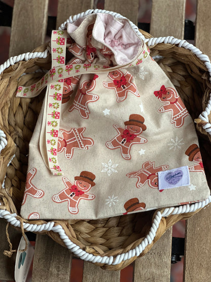 Gingie Christmas Xmas Drawstring Gift Pouch