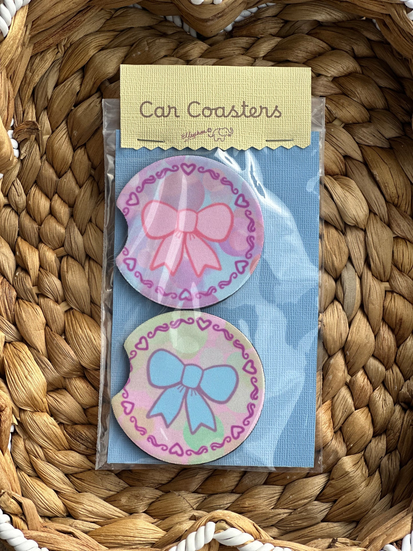 Sweet Ribbon Car Coasters (Pack of 2)
