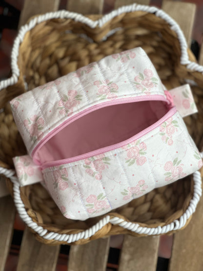 Pink Floral Cosmetic Pouch Medium