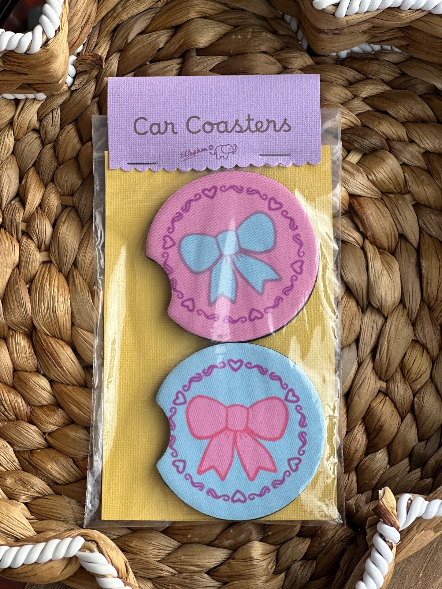 Sweet Ribbon Car Coasters (Pack of 2)