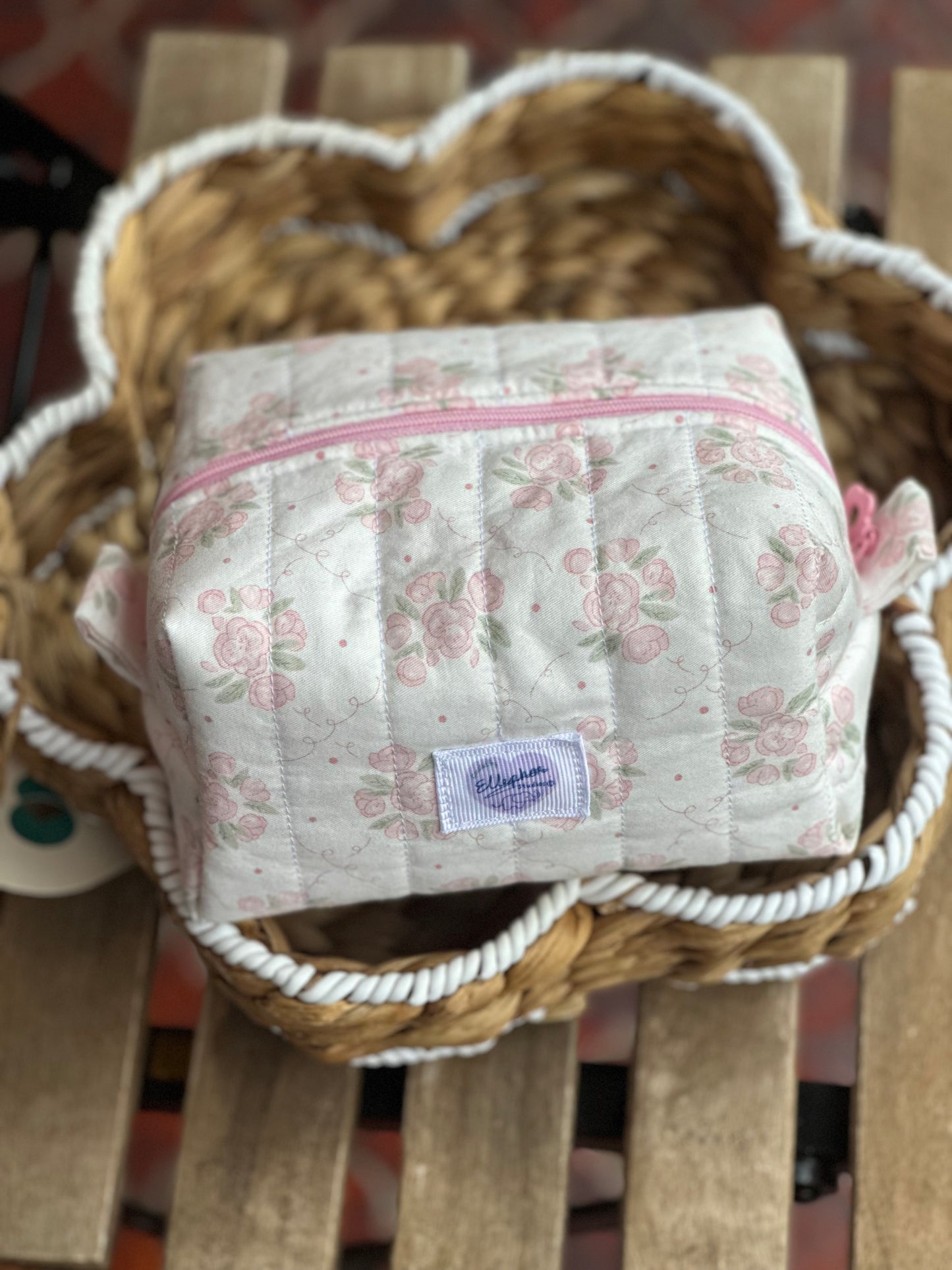 Pink Floral Cosmetic Pouch Medium