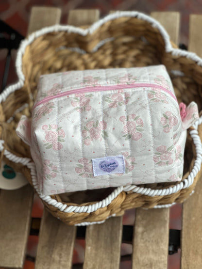 Pink Floral Cosmetic Pouch Medium