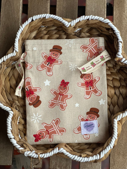 Gingie Christmas Xmas Drawstring Gift Pouch